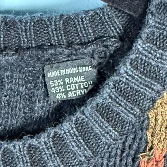 Vintage‎ Knit Fringe Grandma Sweater Womens M Multicolor Cottagecore Patchwork - Picture 6 of 9